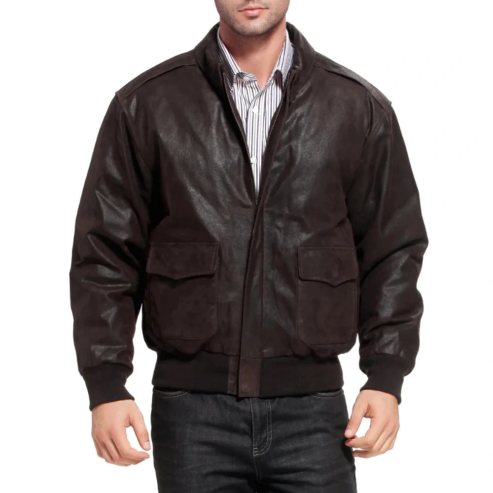 Herren Leder Bomberjacke Vintage Braun – Kampfgestaltiger Stil & Zeitlose Eleganz.