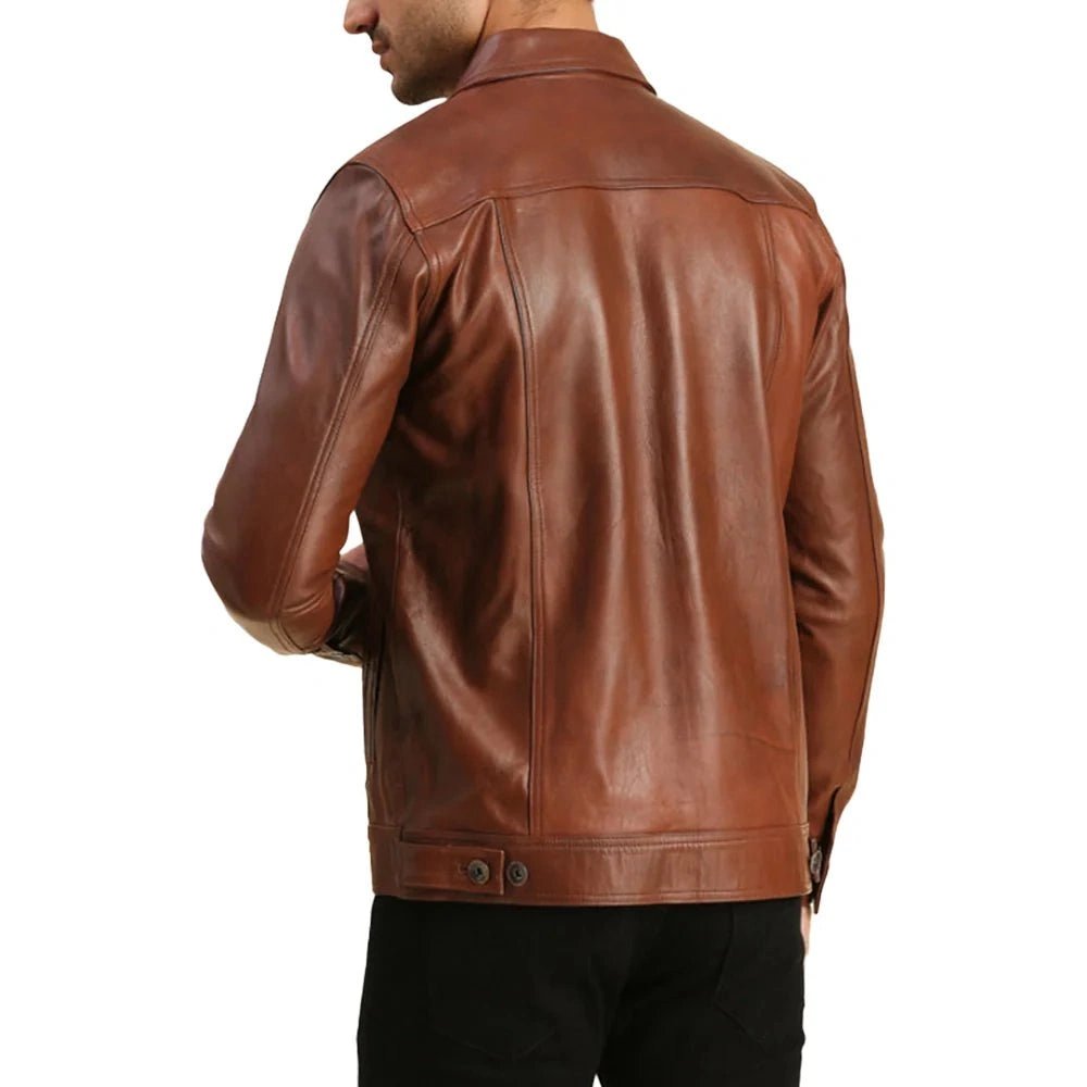 Herren Leder Motorradjacke – Rustikale Braun Vintage Trucker Jacke für Stil und Robustheit.